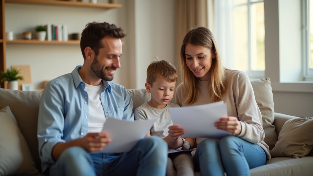 Famille dans un appartement discutant économies énergétiques