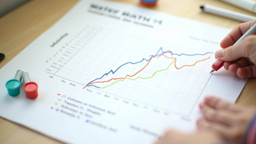 Graphique tracé à la main montrant douze mois de consommation d'eau avec courbes et annotations