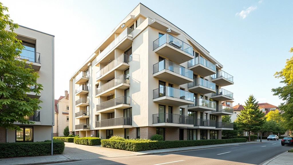 Immeuble résidentiel français avec compteurs d'eau et de chauffage