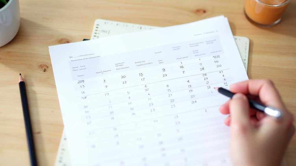 Tableau de suivi mensuel avec relevés de compteur notés colonne par colonne